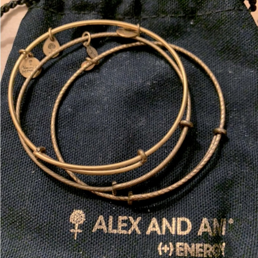 Alex and Ani expandable wire gold bangle set